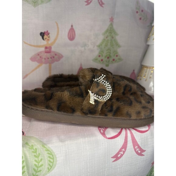 True Religion LEOPARD Slippers with Rhinestone Horseshoe, L 8/9 - Picture 4 of 6